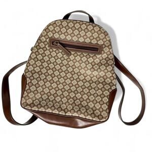 Nine West Y2K Era Brown Geometric Print Canvas Backpack Travel School Work